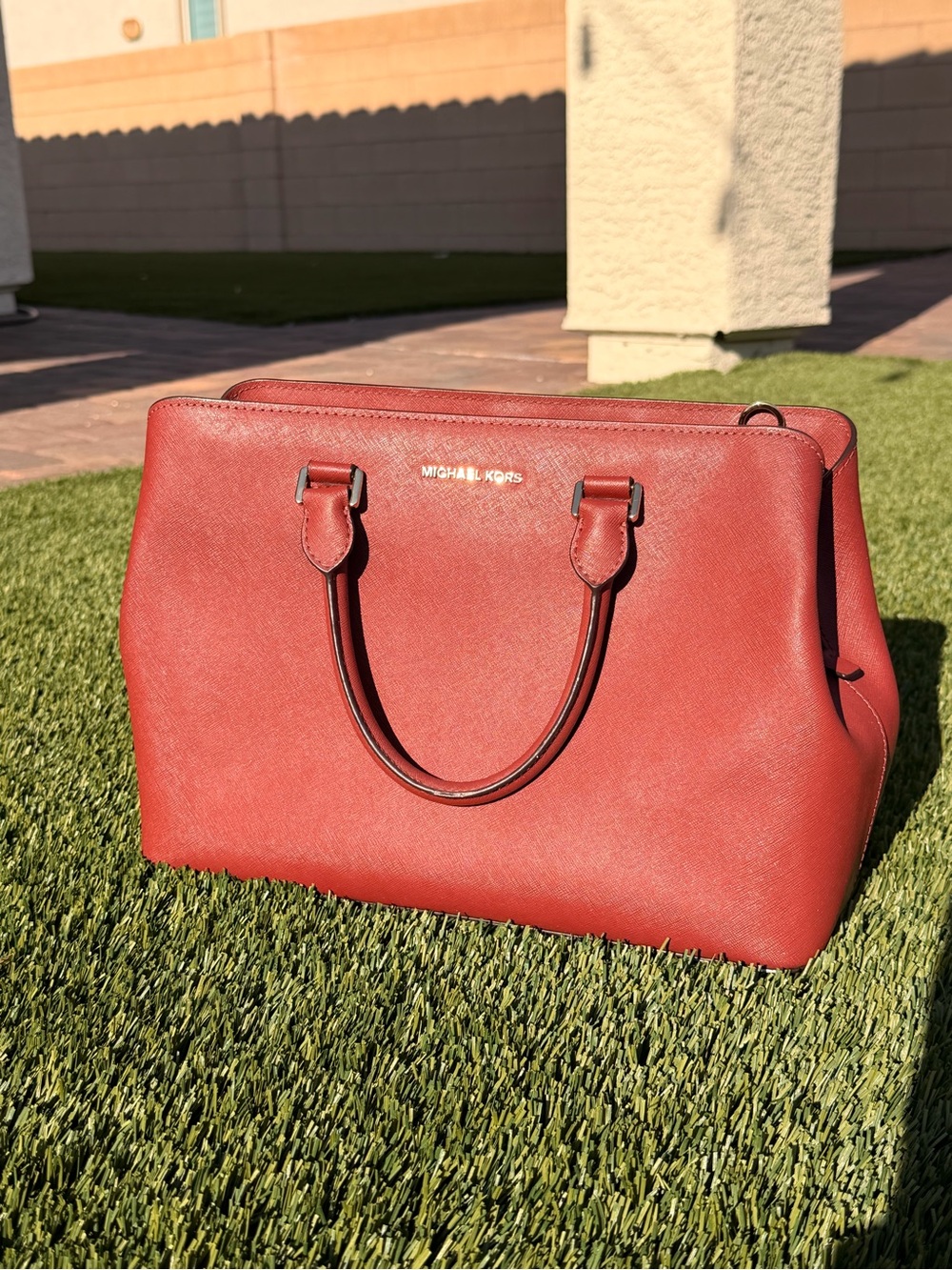 Michael Kors Brick Red Leather Satchel